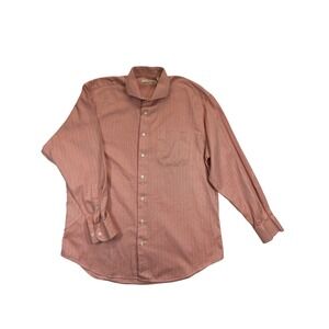 Peter Millar Shirt Mens‎ L Salmon Herringbone Button Front 100% Cotton